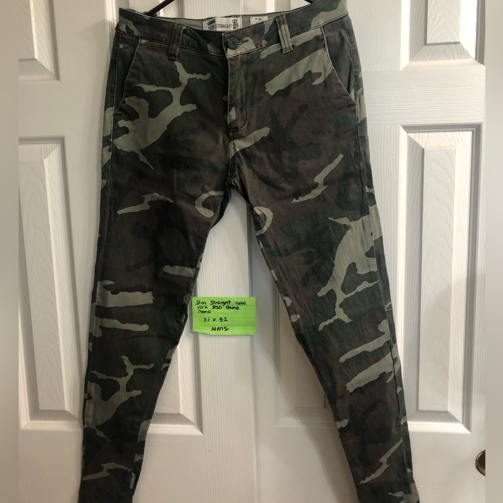 Slim straight camouflage slim jeans Men’s